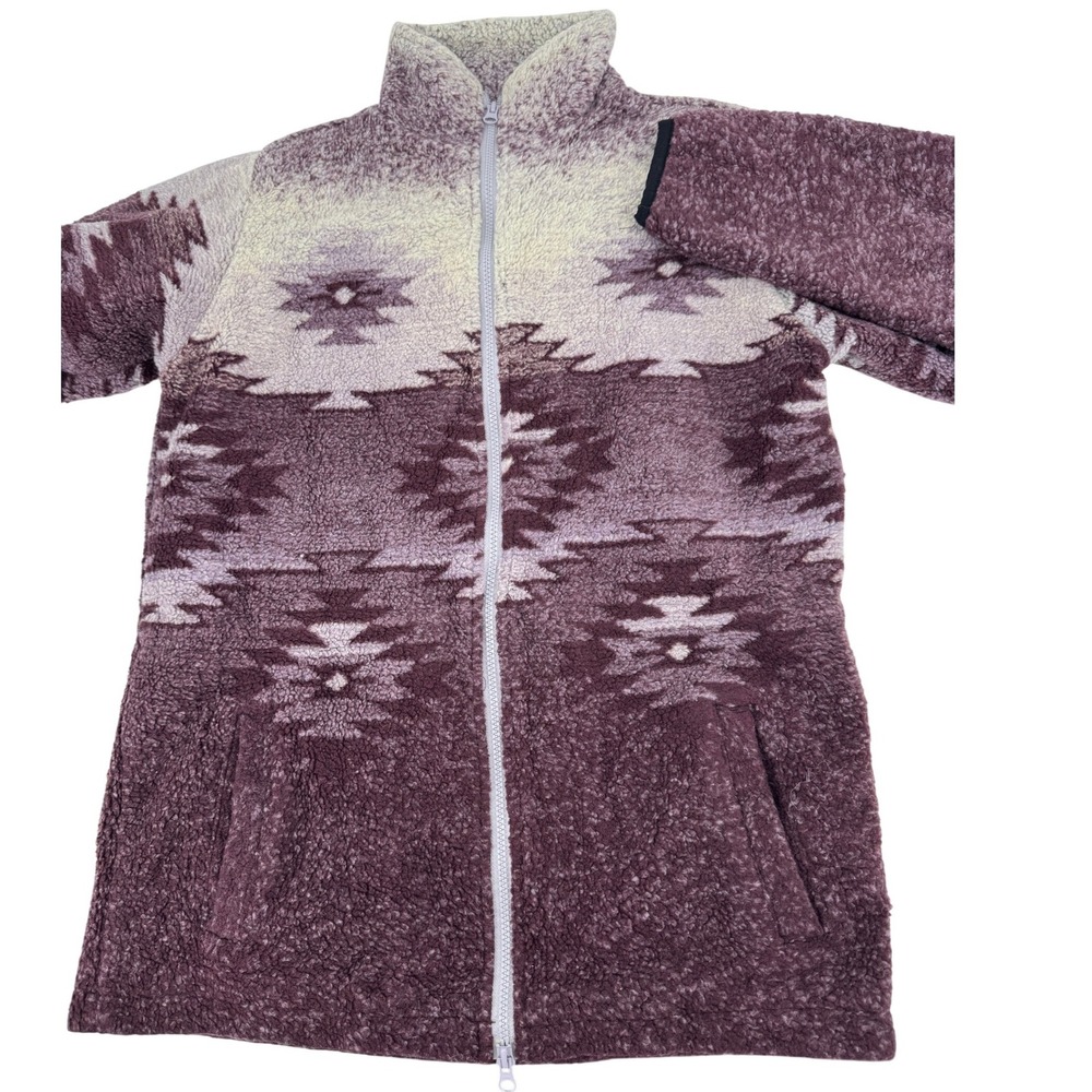 Cabelas Southwestern Aztec Womens‎ Fleece Jacket M Full Zip Mock Neck Purple